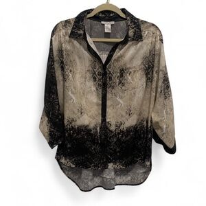 Alberto Makali Boho Print Oversized Button Down Shirt Size Medium